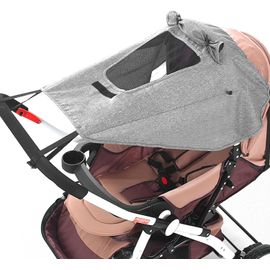 Universal Pushchair Sun Shade With Uv Protection 50+ And Waterproof,Universal Pushchair Parasol-Universal Pushchair Hood With Porthole And Shade Wings,Grey