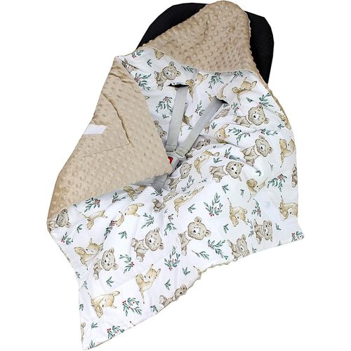 Baby Car Seat Wrap Blanket,Deer/Bear/Beige/Light Brown,One Size