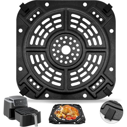 Plaque de gril pour friteuse à air comprimé Ninja AF141 Pro 4 en 1,5 l,21,6 x 21,6 cm,accessoires de friteuse à air comprimé avec pare-chocs en caoutchouc,passe au lave-vaisselle