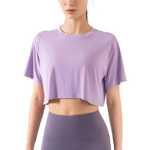 Women Fitness Workout Short Sleeve Tops Yoga Tee Shirts Athletic Running Sports Shirts.[N628]