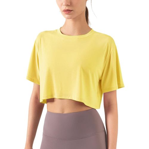 Women Fitness Workout Short Sleeve Tops Yoga Tee Shirts Athletic Running Sports Shirts.[N627]