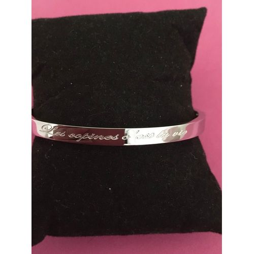 Idée Cadeau 🎁 , Bracelet Jonc Argent, Avec Inscription De Chaque Côté Les Copines C¿Est La Vie, Peut Rester Au Poignet, 5 Mm De Largeur , Livrée Avec Sa Pochette Cadeau 