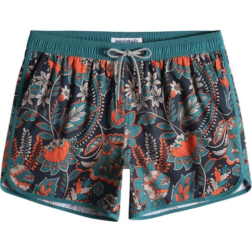 Men's Swimming Shorts Short 4 Way Stretch Vintage 80 90 Quick Dry For Beach Holidays,Artistic Flower Orange Blue,Xl