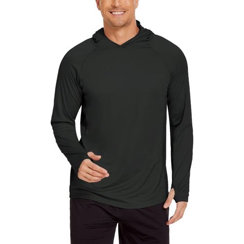 Men Uv T Shirt Sports Sun Protection Upf 50+ Long Sleeve Shirt Hoodie With Thumb Hole Rash Guard Breathable Surfing Fishing Hiking