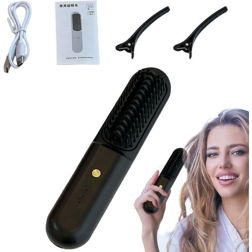 Anwxai-Brosse À Lisser Les Cheveux,Brosse À Lisser Pour Les Voyages-Fers À Défriser Les Cheveux-Peigne Coiffant,Brosses À Cheveux À Air Chaud Réglables En Température Pour Femmes Et Mères