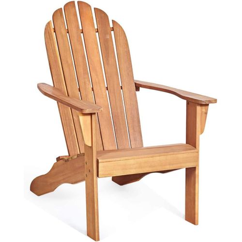 anwxai-Fauteuil Jardin Exterieur Avec Dossier Incurvé,87X69X102Cm,Fauteuil Adirondack En Bois Massif,Chaise Adirondack,Charge 160 Kg,Idéal Pour Jardin,Terrasse,Piscine(Naturel)