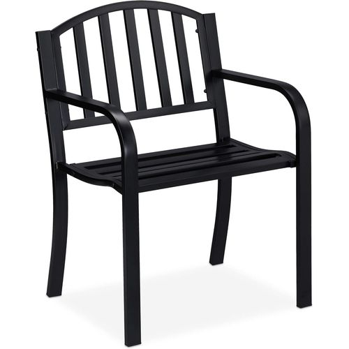 Anwxai-Chaise De Jardin,Fauteuil Moderne Avec Accoudoirs,Extra-Large,Acier,Hxlxp : 82x60x48,5cm,Noir