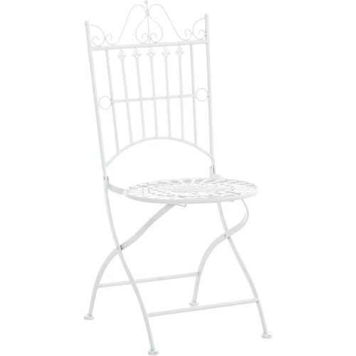 Anwxai-Chaise De Jardin Pliante Sadao I Chaise D'extérieur En Fer Forgé Avec Hauteur D'assise 44cm I Chaise Design Pour Terrasse Ou Balcon,Couleur:Blanc
