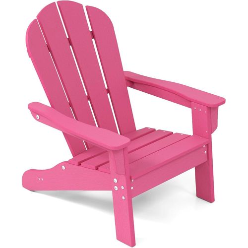 Anwxai-Chaise Adirondack Exterieur Pour Enfants,Fauteuil De Jardin En Hdpe Résistante Aux Intempéries Avec Large Siège,Dossier & Accoudoirs,Angle À 105°,Enfant Pour 3-8 Ans,Charge 75kg(Rose)