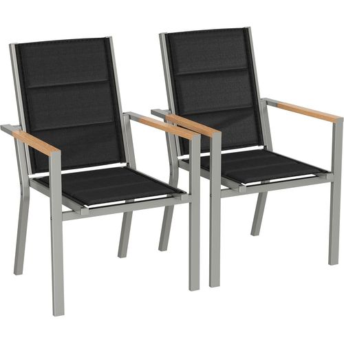 anwxai-Ensemble De 2 Chaises De Jardin,Chaise De Salle À Manger Empilable En Aluminium,Chaise Fauteuil,Pour Le Jardin,La Piscine,La Terrasse,Meubles D'Extérieu,Gris Clair