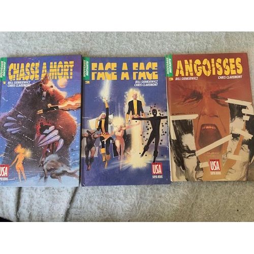 Nouveaux Mutants - Bill Sienkiewicz / Chris Claremont - Comics Usa Super Heros - Edition Française 1990. Tome 1 : Chasse À Mort / Tome 2 : Face À Face / Tome 3 : Angoisses.