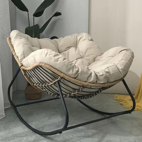 Anwxai-Chaise À Bascule D'extérieur,Chaise À Bascule D'?uf De Patio,Chaise Papasan D'intérieur,Chaise Longue En Rotin Et Osier,Chaise Royale Moderne For Chambre À Coucher,Salon,Porche,Jardin,Pelouse
