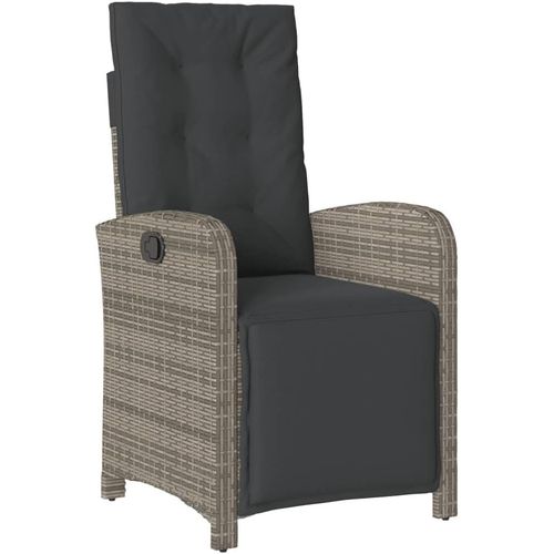 Anwxai-Chaise Inclinable De Jardin Et Repose-Pied,Sièges Avec Coussin,Fauteuils Avec Dossier Terrasse,Moderne,Gris Résine Tressée