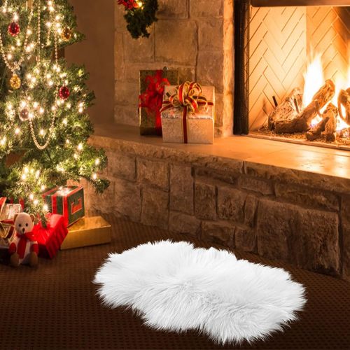 Anwxai-Coussin De Banc Tapis Moelleux En Fausse Fourrure Blanche Douce Pour Chambre À Coucher Balcon Canapé Lecture Décoration De Sol Pour Chaise De Voiture Couloir Cheminée Salon(50cm Ovale)