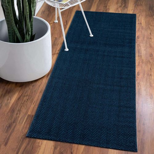 Anwxai-Tapis De Couloir,Bleu Uni,Petit,80x150cm,Motif Chevron Profond,Effet 3d,Tapis À Poils Courts,Moderne,Décoration Home&living