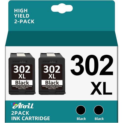 anwxai-302Xl Cartouches D'Encre Remanufacturées Pour Cartouche Hp 302 Xl Compatibles Pour Hp Deskjet 3630 1110 2130 2132 Envy 4520 4522 4527 Officejet 3830 3832 3835 4650 4655 5230 5220(2 Noir)