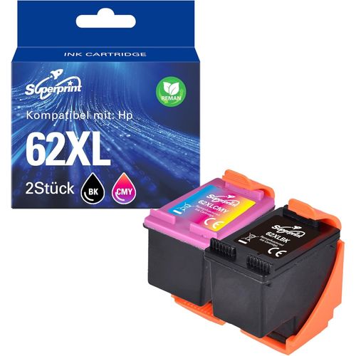 anwxai-Lot De 2 Cartouches D'Encre Xl Compatibles Avec Hp 62Xl,Pour Envy 5640 5660 5665 7640 7645 8000 8005,Officejet 5740 8040 8045,Noir Et Couleur(1 Noir,1 Tri-Couleur)