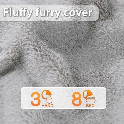 Bouillotte Avec Housse, Grande Bouillotte De 2 L Pour Les Mains, Sac D'eau Chaude Moelleux Gris Avec Housse À Fermeture Éclair, Facile À Emporter