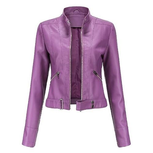 Veste En Cuir Décontractée Pour Femme, Fermeture Éclair, Coupe Classique, 6 Couleurs