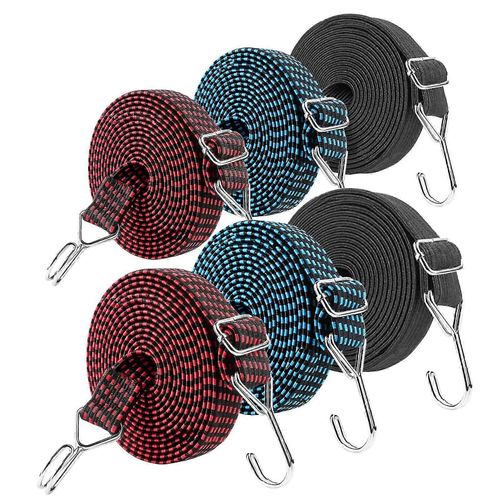 Lot de tendeurs réglables de 2 m avec crochets, tendeurs universels pour bagages, voiture, moto, camping