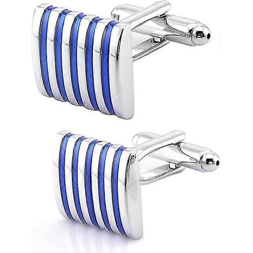 Boutons De Manchette Carrés Compatibles Hommes Dans Un Coffret Cadeau Boutons De Manchette Hommes À Rayures Argentées Bijoux De Bouton De Manchette Chemise De Mariage Fête De Danse Vacances Anniversaire Robe