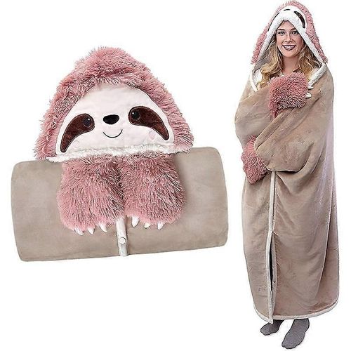 Couverture À Capuche Mignonne Et Paresseux Compatible Filles Et Femmes