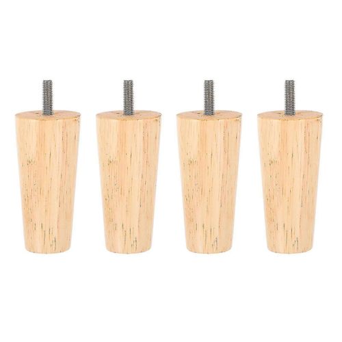 Lot De 4 Pieds De Table En Bois Massif, Robustes Et Coniques
