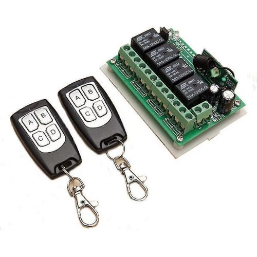 Télécommande sans fil 433 MHz DC 12 V 4 canaux, relais RF longue distance, 2 émetteurs + 1 récepteur pour alarme de porte de garage/portail Ty
