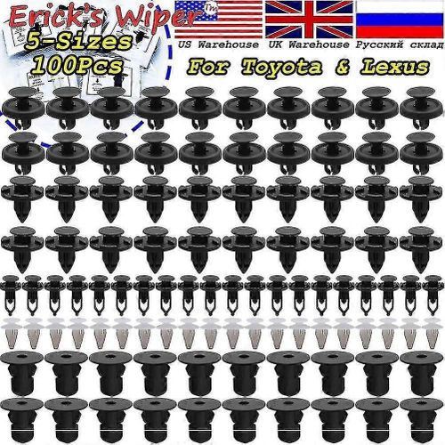 Lot De 100 Clips De Fixation Pour Pare-Choc, Capot, Bavettes, Rivets À Pousser Pour Toyota Corolla, Rav4, Avensis, Lexus Is, Rx