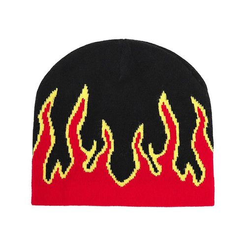 Bonnet Épais Et Chaud Pour Homme, Protection Des Oreilles, Imprimé Flammes, Bonnet Tricoté, Accessoires De Costume