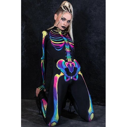 Déguisement De Squelette Arc-En-Ciel Pour Femme ¿ Idéal Pour Noël, Halloween Et Les Fêtes À Thème Lgbtq+