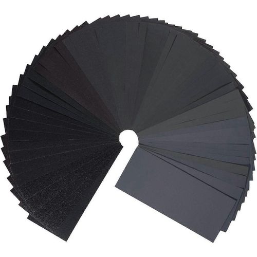 Pack de 42 papier de verre, Gyvazla Water Dry Paper 80 120 150 180 240 320 400 600 800 1000 1200 1500 2000 2500 3000 3 feuilles / grain, 9 x 3,6 pouces