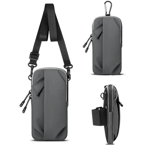 Yemaesre Sac De Bras De Téléphone Portable,Sac De Bras De Bracelet,Sangle De Support De Bracelet De Téléphone Portable De Sport,Bracelet De Sport À Double Fermeture Éclair De Course Sportive(Gris)