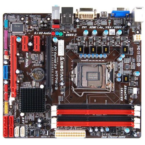 Carte mère Biostar H77MU3 Ver Intel H77 LGA 1155 DDR3 32GB Micro ATX