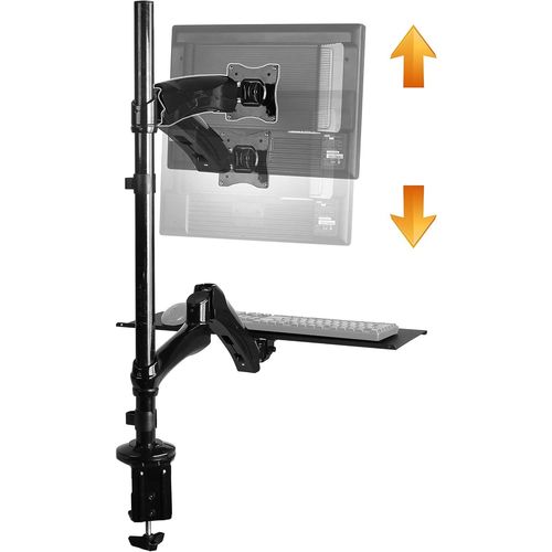 NAERYUT-Ts1211 13-27 Inch Computer Monitor Stand Gas Spring Storage Keyboard Adjustable Tilting Desk Fix Vesa 100x100