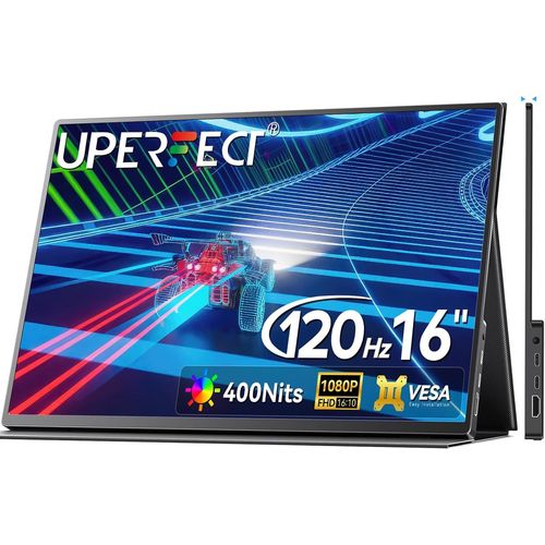 NAERYUT-Portable Monitor 16 Zoll 120Hz Tragbarer Monitor Für Gaming Fhd 1080P Mobiler Bildschirm Mit Hdmi Usb C Laptop Bildschirm Erweiterung Für Laptop/Phone/Pc,Vesa-Kompatibel
