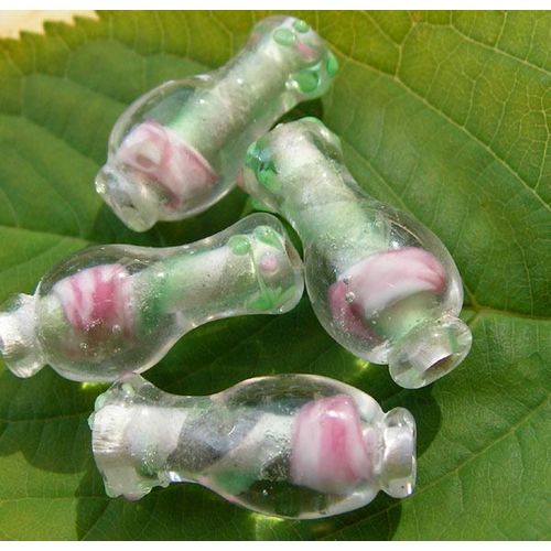 Lot De 3 Perles  Verre Tvases Artisanales