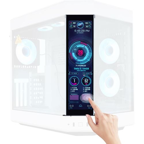 NAERYUT-12.6 Inch Ips Lcd Touch Screen Monitor Fhd 1920x515 Display,Fit For Diy Y60 Pc Case Cpu Gpu Secondary Monitor Panel,Built-In Dual Speakers,Plug&Play,With Up To 10-Points Of Multi-Touch