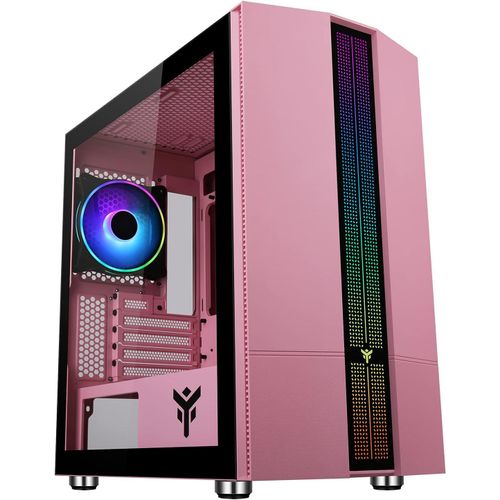 NAERYUT-Liflig P41 Rgb Mini Tower Micro Atx Case With Glass Panel (Pink)