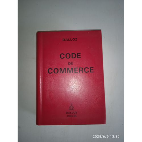 Dalloz. Code De Commerce. 1993-1994. 89e Édition.