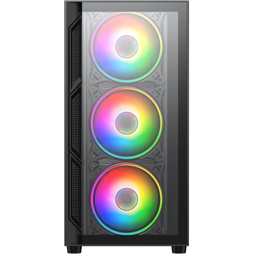 NAERYUT-Lucid Argb Gaming Case With Front And Side Window,Micro Atx,4 Argb Infinity Fans Black