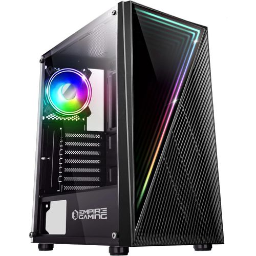 NAERYUT-Crystal Gamer Pc Case¿Argb Medium Tower Atx,Micro Atx And Itx¿3D Mirror Effect Front¿1x120Mm 3 Pin 5 Volt Addressable Rgb Led Fans And 1x120Mm Standard-Black