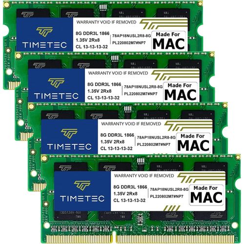 NAERYUT-32 Gb Kit (4x8 Gb) Compatible With Apple Late 2015 Imac (27 Inch With Retina Display 5K) Ddr3L 1867Mhz/1866Mhz Pc3L-14900 2Rx8 Cl13 1.35V 204 Pin Sodimm Memory Module Mac Ram Upgrade For