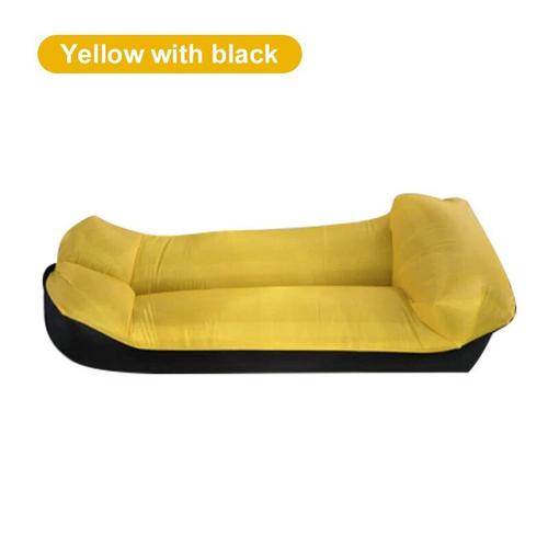 Jaune Et Noir - Canapé Gonflable Avec Oreiller, Léger, Imperméable, Pliable, Pour Camping, Randonnée, Pique-Nique, Plage, Accessoires