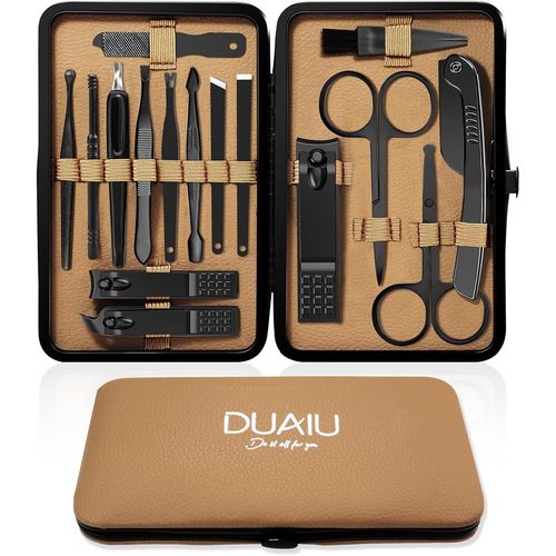 Ershi-Set Manucure Pour Femmes 16 Pièces Set De Coupe-Ongles Professionnel Pour Hommes Avec Étui De Voyage Kit D'ongles En Acier I[2 