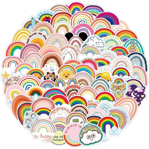 Ershi-100pcs Style Ins Arc-En-Ciel Autocollants Pour Bouteilles D'eau Gobelet Bagages Planche À Roulettes Pare-Chocs Scrapbook Tas[8