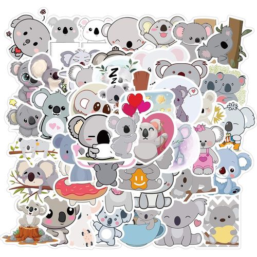 Ershi-50pcs Mignons Koala Autocollants En Vinyle Pour Bouteilles D'eau Gobelet Bagages Planche À Roulettes Pare-Chocs Scrapbook Ta[1