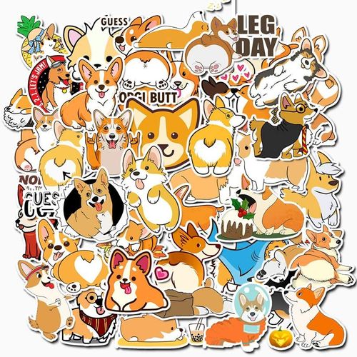 Ershi-50pcs Mignons Chien Akita Autocollants En Vinyle Pour Bouteilles D'eau Gobelet Bagages Planche À Roulettes Pare-Chocs Scrapb[1