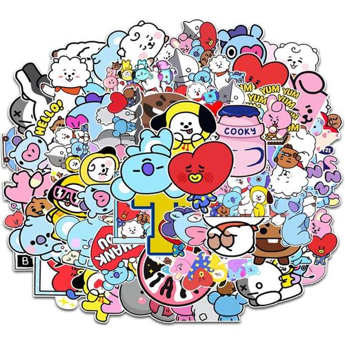 ERSHI-100 Pièce Stickers Aesthetic, BTS Stickers, Autocollants BTS, Sticker Macbook, Stickers Skate, Autocollant Girly, pour Ordin[4