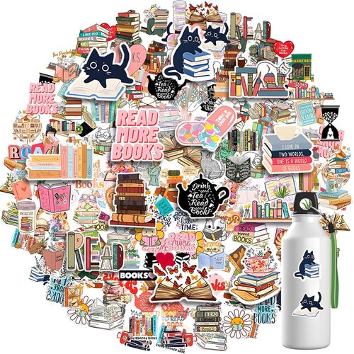 Ershi-Lot De 100 Autocollants De Lecture En Vinyle Imperméable Pour Ordinateur Portable, Amateurs De Livres, Scrapbooking, Accesso[3